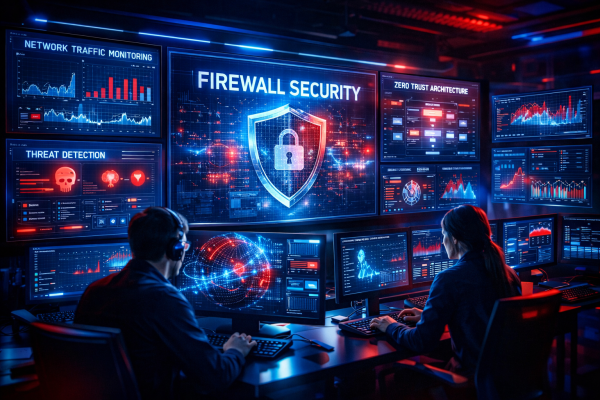 Advanced Firewall Security dashboard protecting control room network