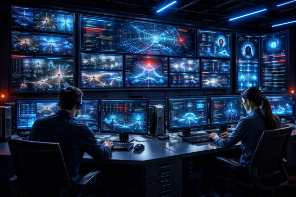 Advanced Security Systems monitoring dashboard inside control room