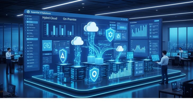 Essential IT Solutions dashboard managing hybrid enterprise infrastructure