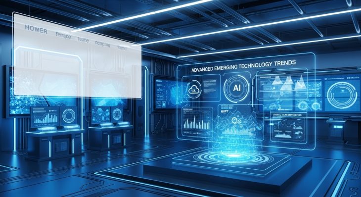 Advanced Emerging Technology Trends dashboard with AI, cloud computing, and IoT systems
