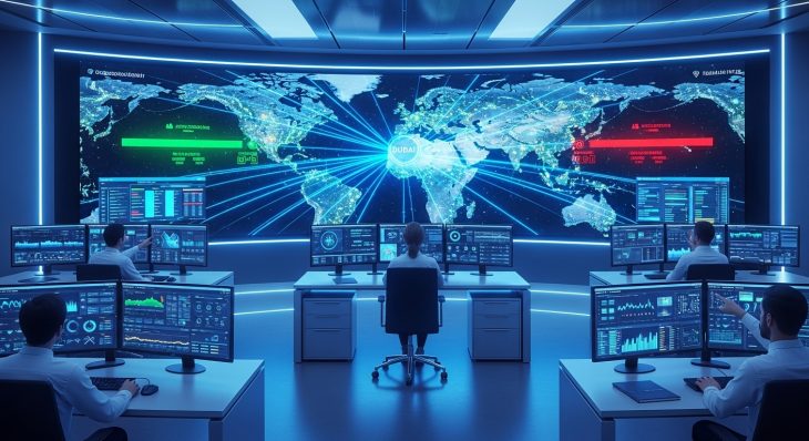Advanced Firewall Security for Dubai Control Room dashboard with real-time threat monitoring